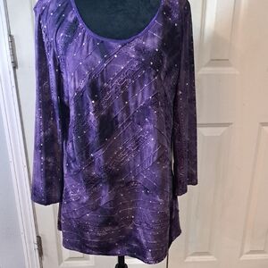 Dressbarn Shimmering Purple Long Sleeve Top